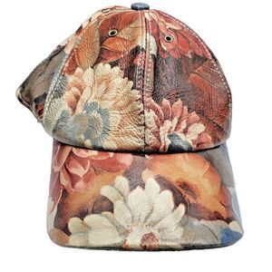 Beautiful Unique Genuine Leather Floral Baseball Cap